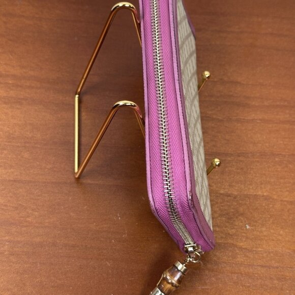 Gucci Long Wallet Zippy W/Bamboo Tassel HOT PINK - Picture 3 of 9